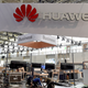 A Huawei booth under construction in Hannover, Germany for the CeBIT tech fair in 2017.